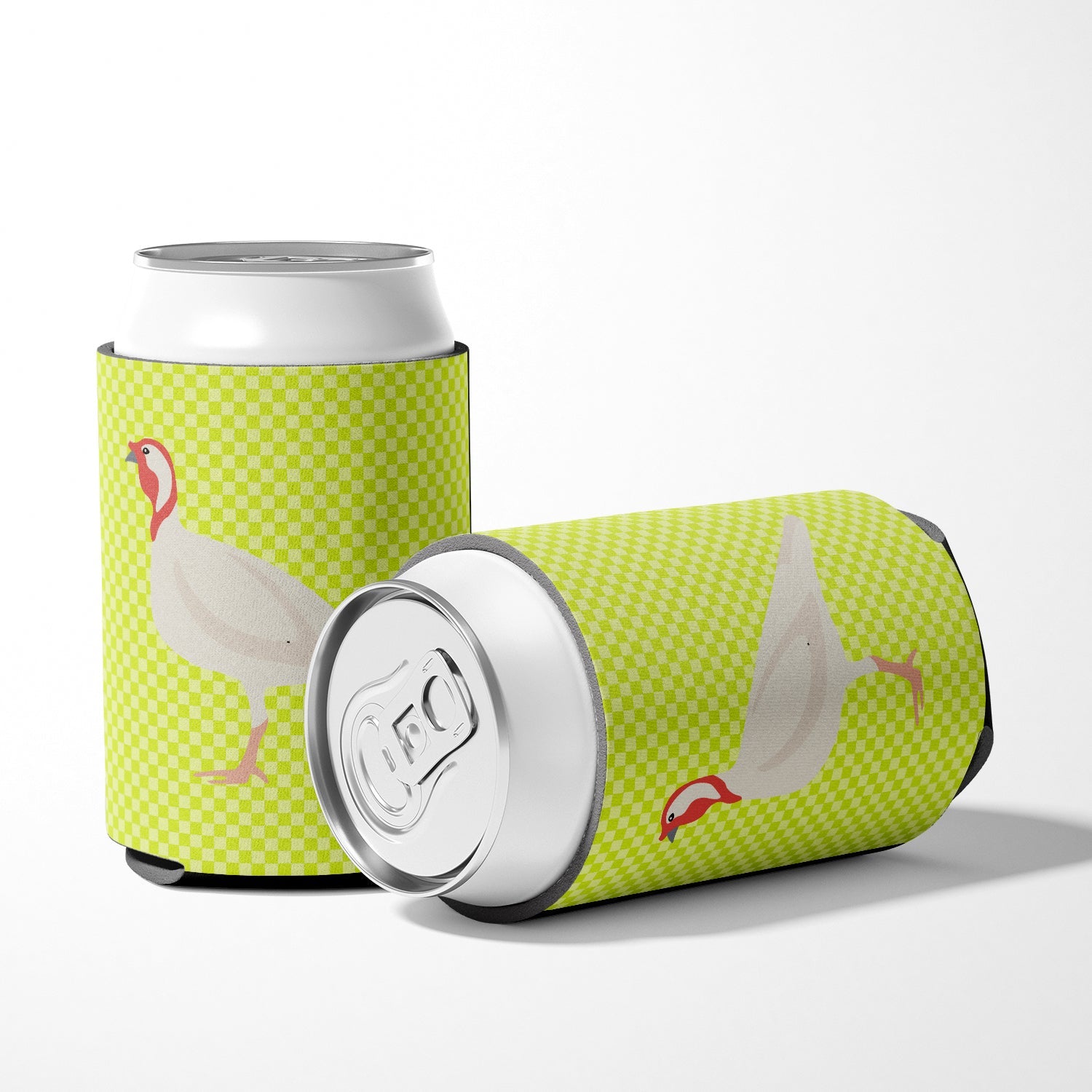Beltsville Small White Turkey Hen Green Can or Bottle Hugger Cooler Sleeve for Standard 12 oz Cans, Insulated Foam Beer & Soda Can Hugger Reusable