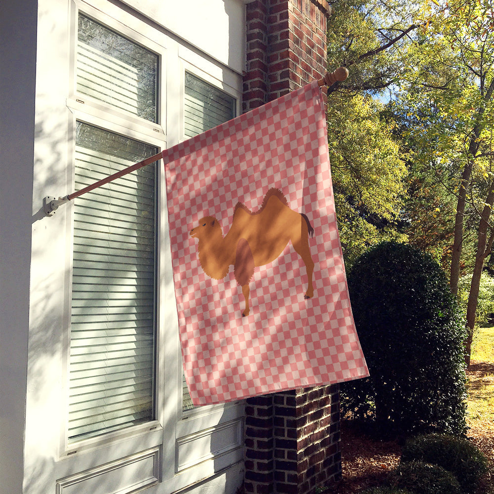 Bactrian Camel Pink Check House Flag 28x40 Porch Sleeve Pole Decorative Outside Yard Banner Artwork Wall Hanging, Polyester