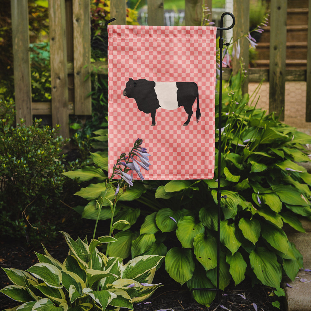 Belted Galloway Cow Pink Check Garden Flag Mailbox Decorative Yard Banner Outside Patio Artwork for Flower Beds, Garden Size, Multicolor