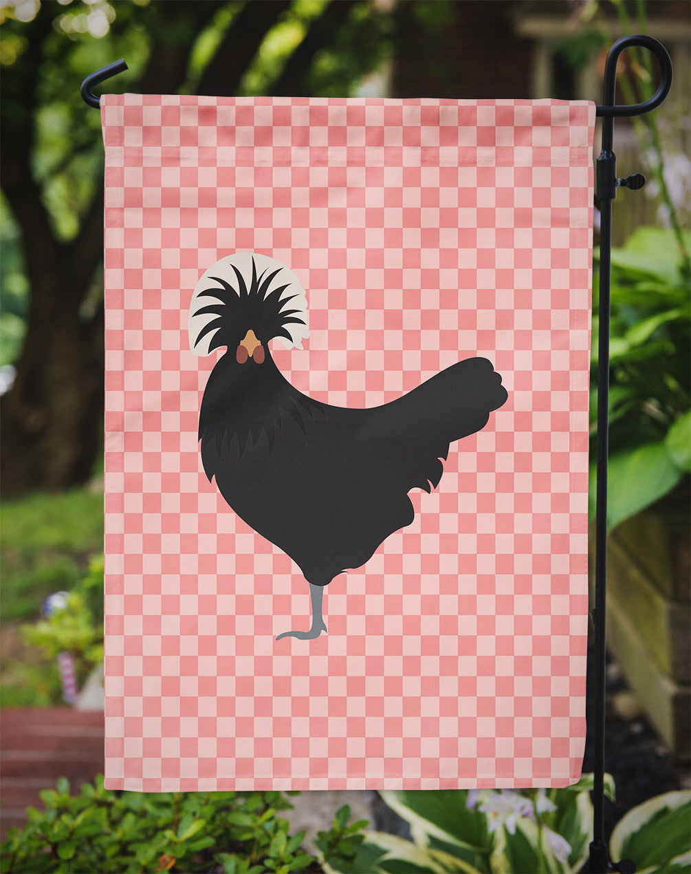 Polish Poland Chicken Pink Check Garden Flag Mailbox Decorative Yard Banner Outside Patio Artwork for Flower Beds, Garden Size, Multicolor