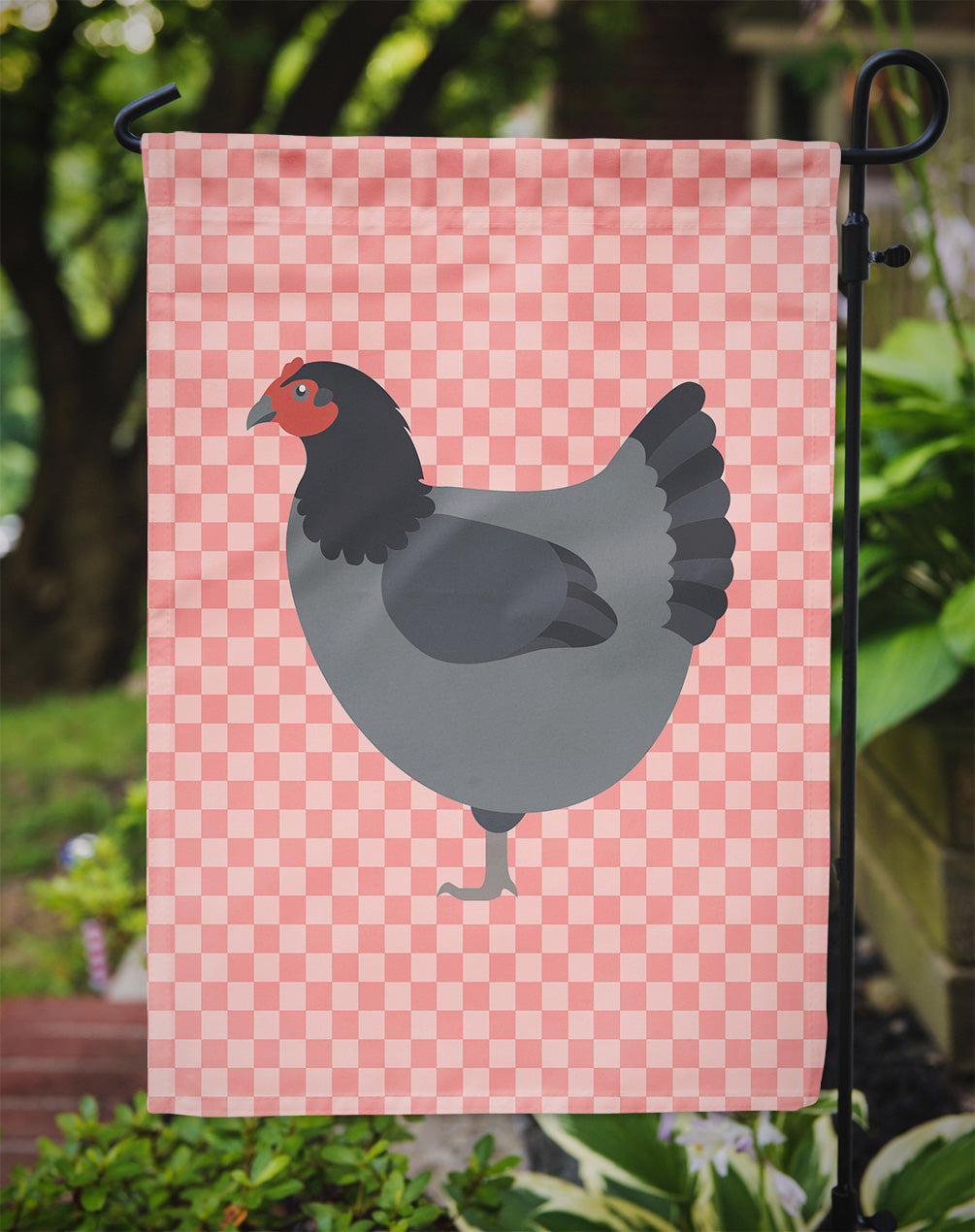 Jersey Giant Chicken Pink Check Garden Flag Mailbox Decorative Yard Banner Outside Patio Artwork for Flower Beds, Garden Size, Multicolor