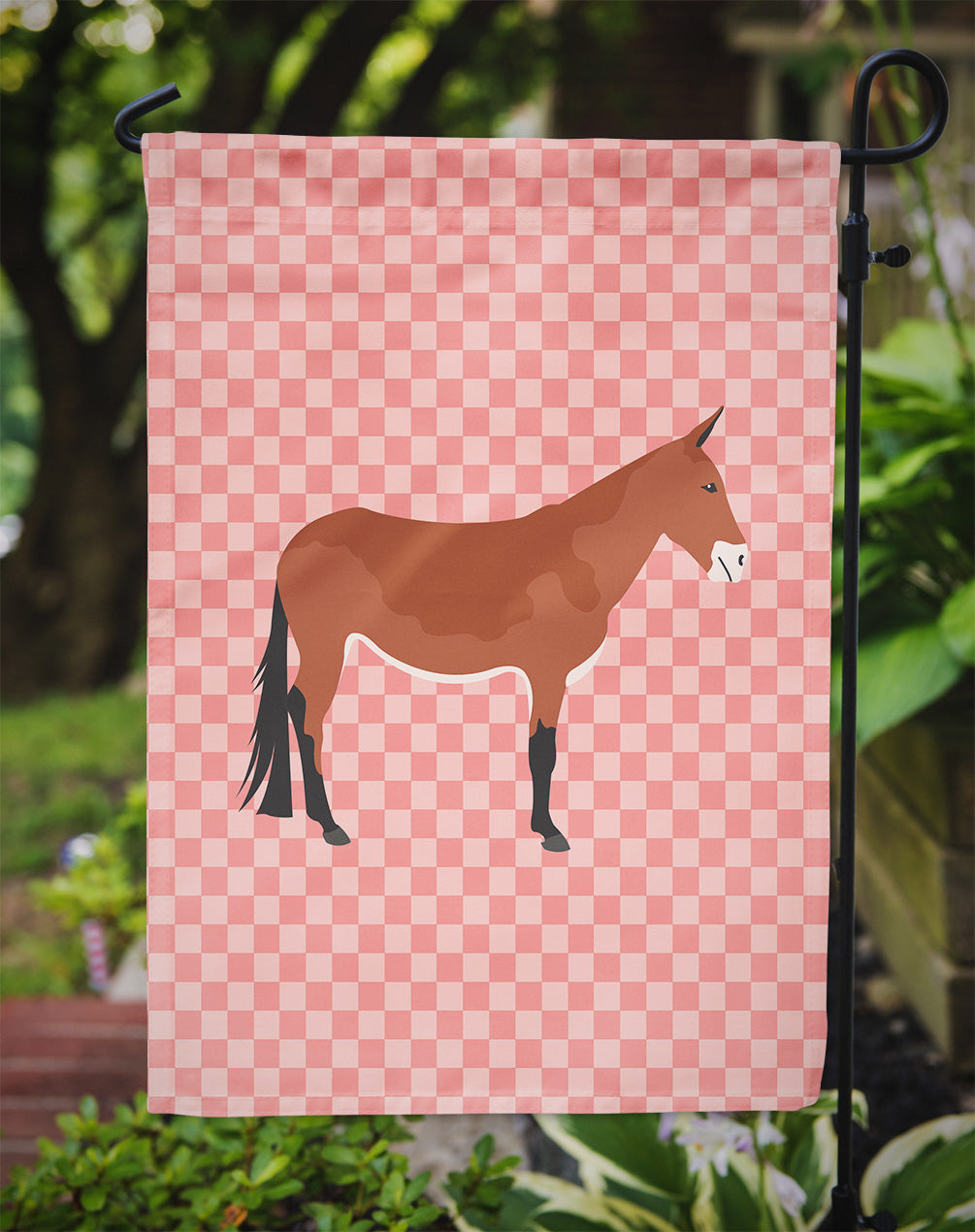 Mule Pink Check Garden Flag Mailbox Decorative Yard Banner Outside Patio Artwork for Flower Beds, Garden Size, Multicolor