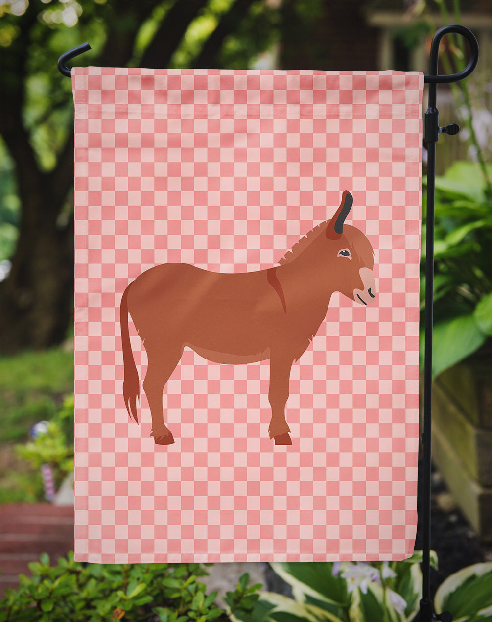 Irish Donkey Pink Check Garden Flag Mailbox Decorative Yard Banner Outside Patio Artwork for Flower Beds, Garden Size, Multicolor