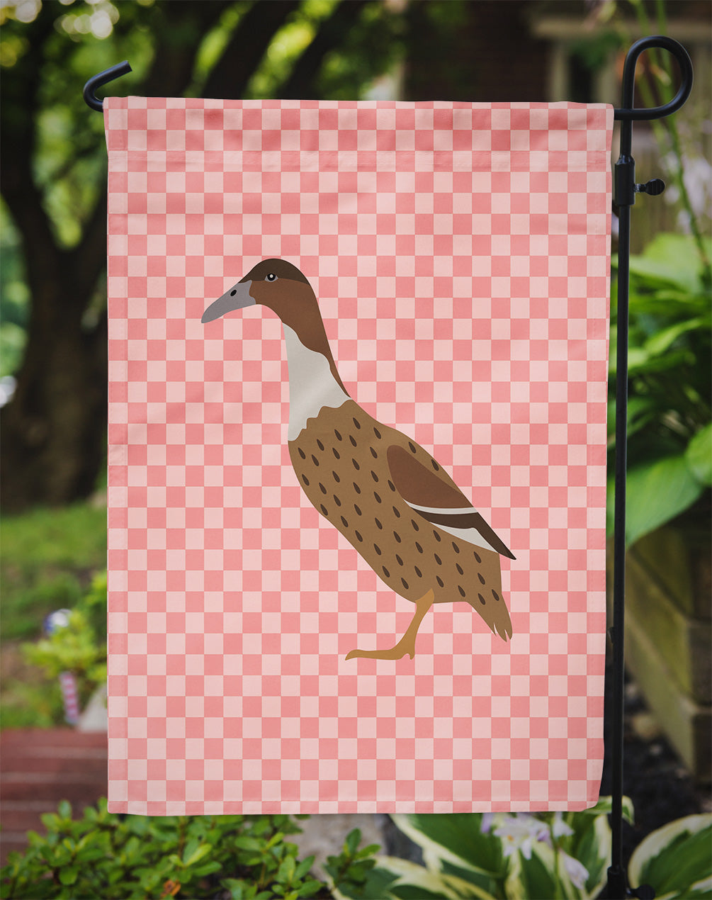 Dutch Hook Bill Duck Pink Check Garden Flag Mailbox Decorative Yard Banner Outside Patio Artwork for Flower Beds, Garden Size, Multicolor
