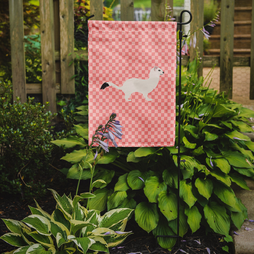 Stoat Short-tailed Weasel Pink Check Garden Flag Mailbox Decorative Yard Banner Outside Patio Artwork for Flower Beds, Garden Size, Multicolor