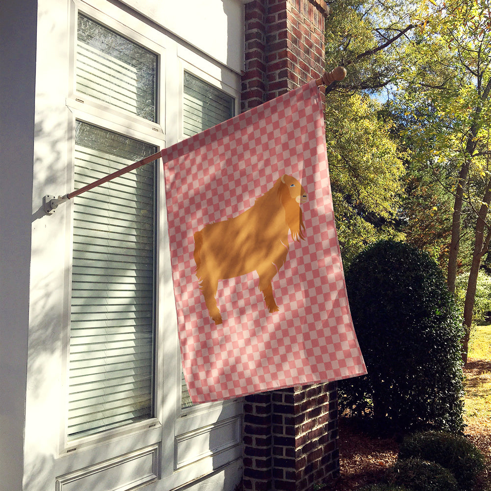 American Lamancha Goat Pink Check House Flag 28x40 Porch Sleeve Pole Decorative Outside Yard Banner Artwork Wall Hanging, Polyester
