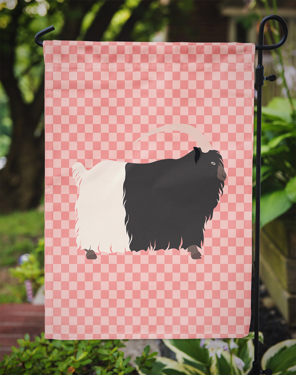 Welsh Black-Necked Goat Pink Check Garden Flag Mailbox Decorative Yard Banner Outside Patio Artwork for Flower Beds, Garden Size, Multicolor