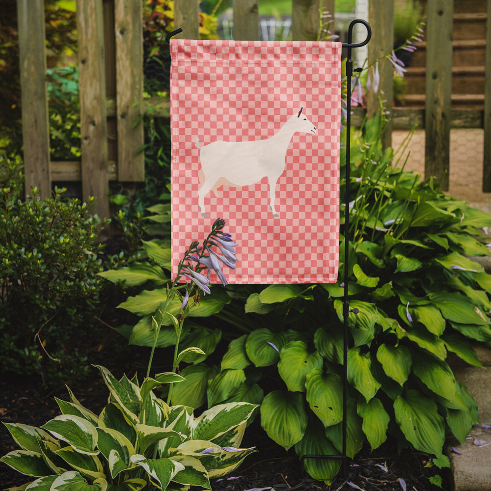 Saanen Goat Pink Check Garden Flag Mailbox Decorative Yard Banner Outside Patio Artwork for Flower Beds, Garden Size, Multicolor