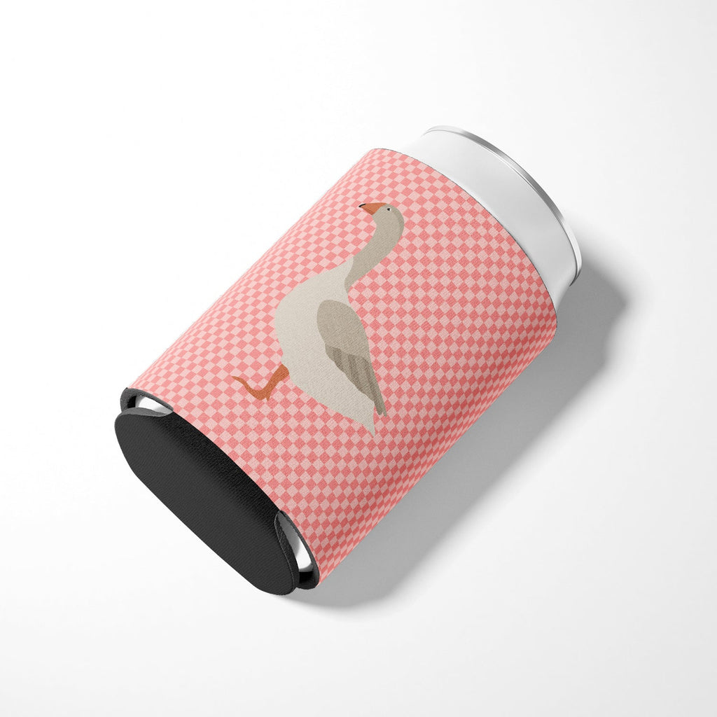 Steinbacher Goose Pink Check Can or Bottle Hugger Cooler Sleeve for Standard 12 oz Cans, Insulated Foam Beer & Soda Can Hugger Reusable