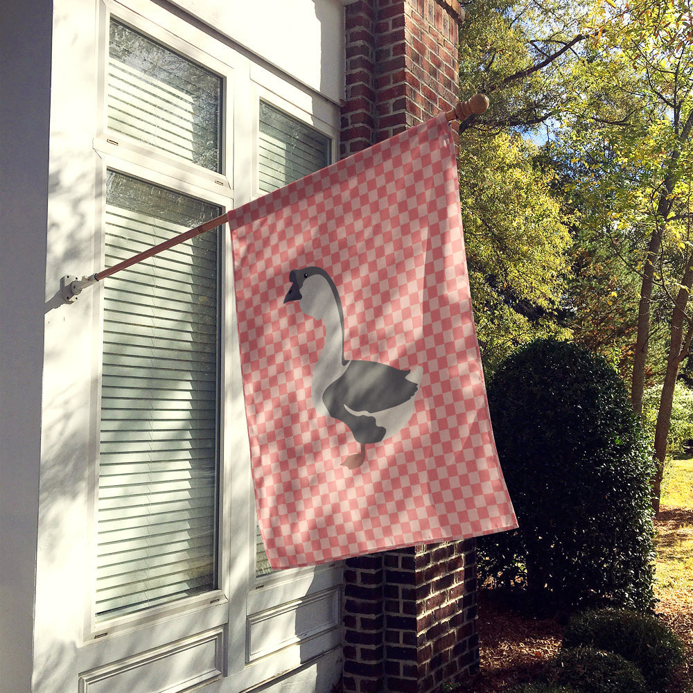 African Goose Pink Check House Flag 28x40 Porch Sleeve Pole Decorative Outside Yard Banner Artwork Wall Hanging, Polyester