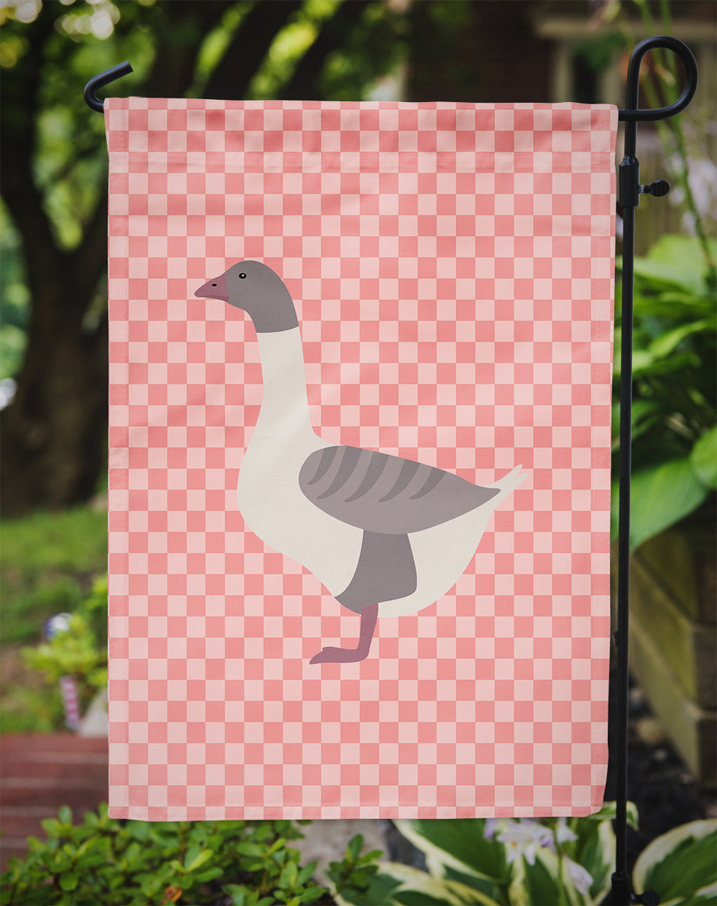 Buff Grey Back Goose Pink Check Garden Flag Mailbox Decorative Yard Banner Outside Patio Artwork for Flower Beds, Garden Size, Multicolor