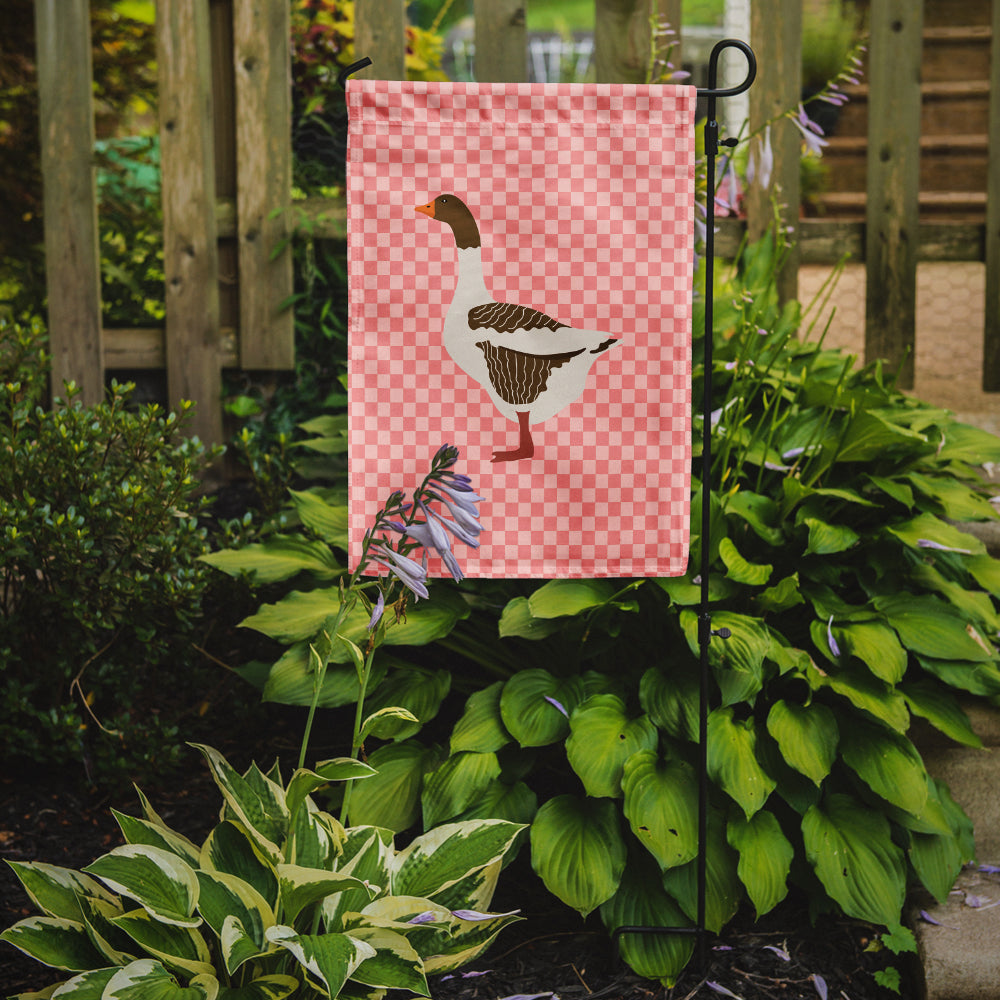 Pomeranian Rogener Goose Pink Check Garden Flag Mailbox Decorative Yard Banner Outside Patio Artwork for Flower Beds, Garden Size, Multicolor