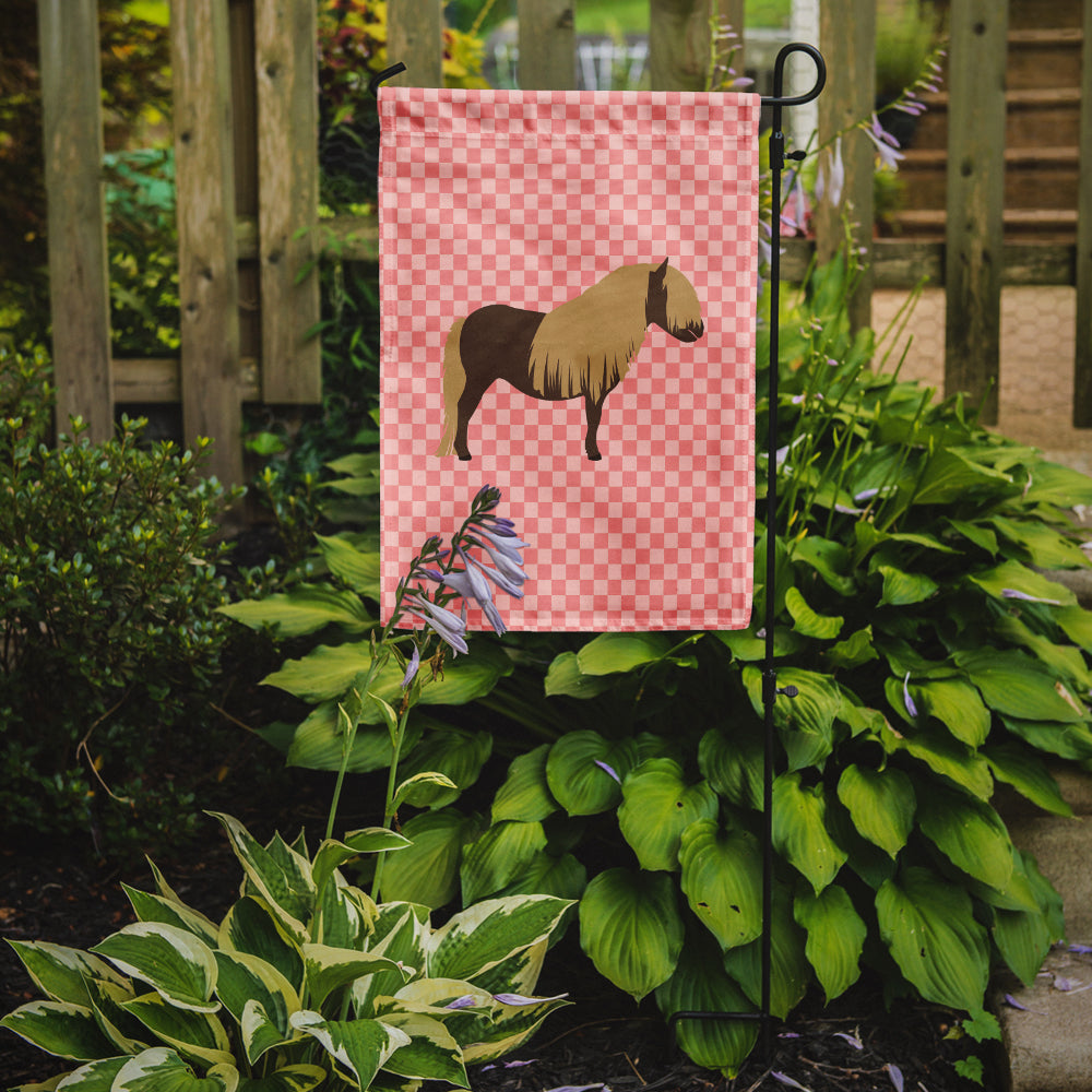 Shetland Pony Horse Pink Check Garden Flag Mailbox Decorative Yard Banner Outside Patio Artwork for Flower Beds, Garden Size, Multicolor