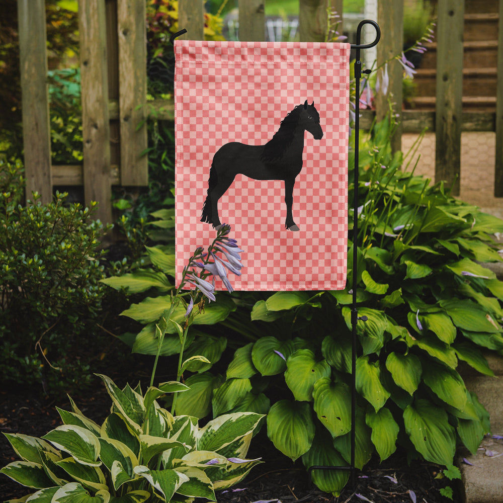 Friesian Horse Pink Check Garden Flag Mailbox Decorative Yard Banner Outside Patio Artwork for Flower Beds, Garden Size, Multicolor