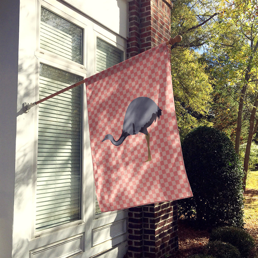 Rhea Pink Check House Flag 28x40 Porch Sleeve Pole Decorative Outside Yard Banner Artwork Wall Hanging, Polyester