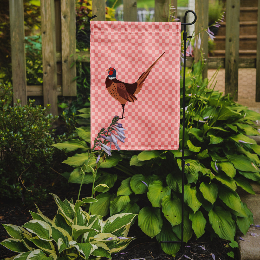 Ring-necked Common Pheasant Pink Check Garden Flag Mailbox Decorative Yard Banner Outside Patio Artwork for Flower Beds, Garden Size, Multicolor