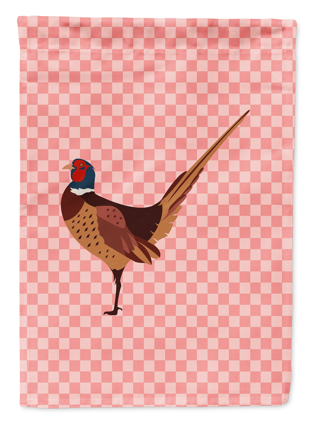 Ring-necked Common Pheasant Pink Check Garden Flag Mailbox Decorative Yard Banner Outside Patio Artwork for Flower Beds, Garden Size, Multicolor