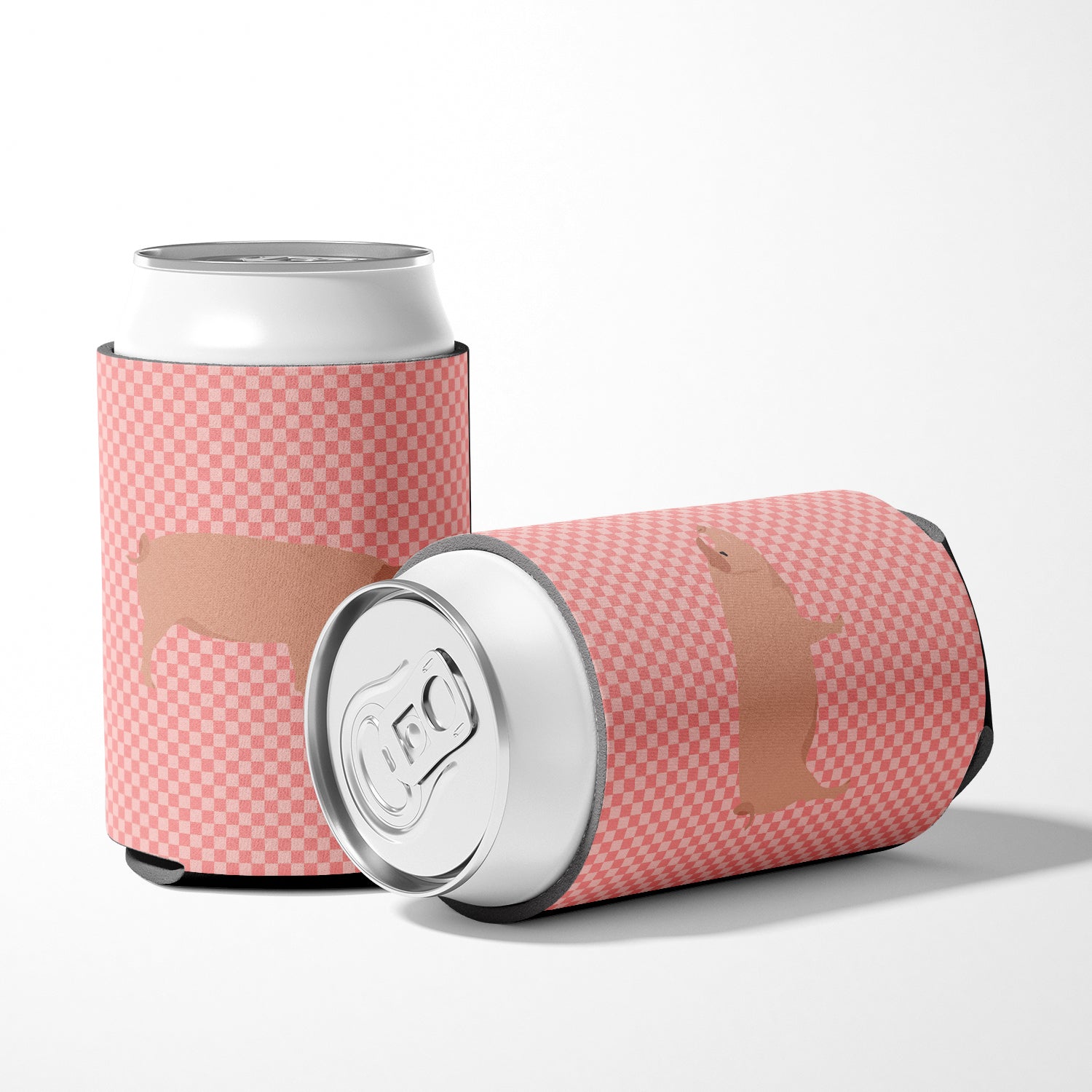 American Landrace Pig Pink Check Can or Bottle Hugger Cooler Sleeve for Standard 12 oz Cans, Insulated Foam Beer & Soda Can Hugger Reusable