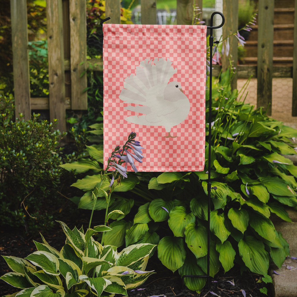 Silver Fantail Pigeon Pink Check Garden Flag Mailbox Decorative Yard Banner Outside Patio Artwork for Flower Beds, Garden Size, Multicolor