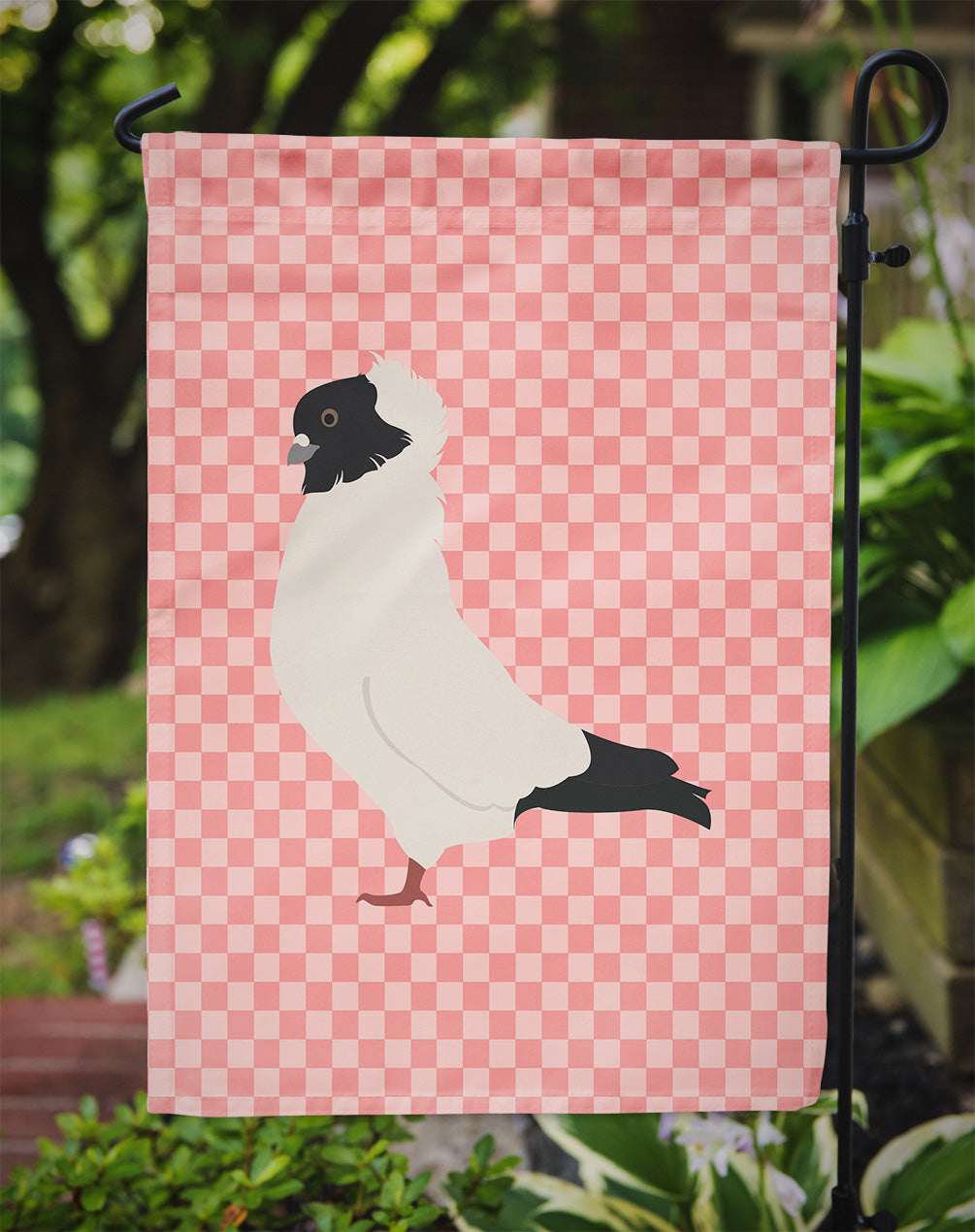 Nun Pigeon Pink Check Garden Flag Mailbox Decorative Yard Banner Outside Patio Artwork for Flower Beds, Garden Size, Multicolor