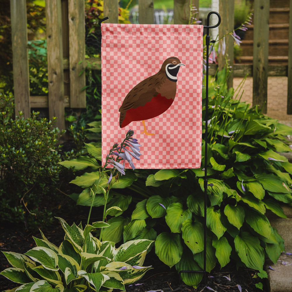 Chinese Painted or King Quail Pink Check Garden Flag Mailbox Decorative Yard Banner Outside Patio Artwork for Flower Beds, Garden Size, Multicolor