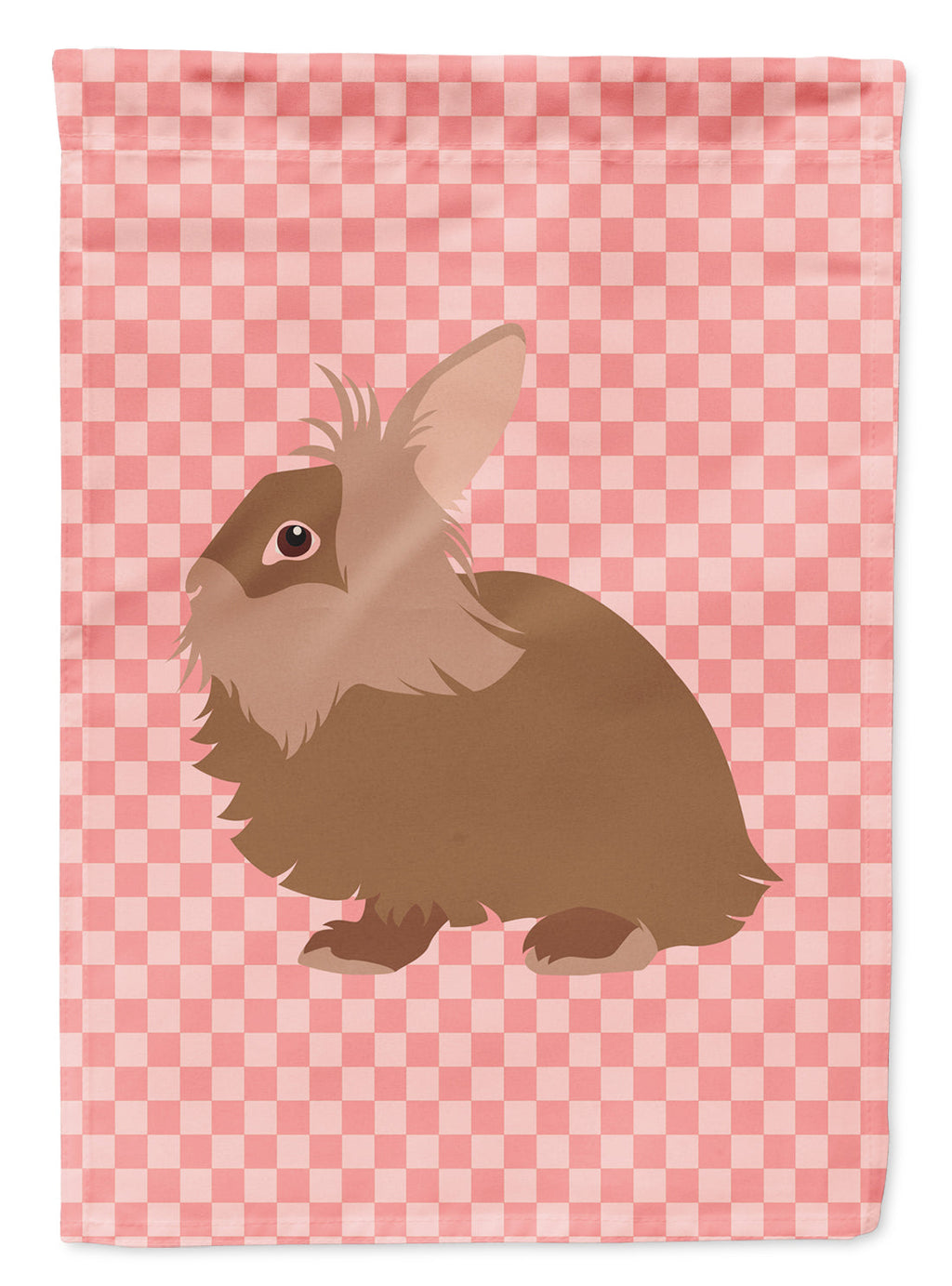 Lionhead Rabbit Pink Check Garden Flag Mailbox Decorative Yard Banner Outside Patio Artwork for Flower Beds, Garden Size, Multicolor