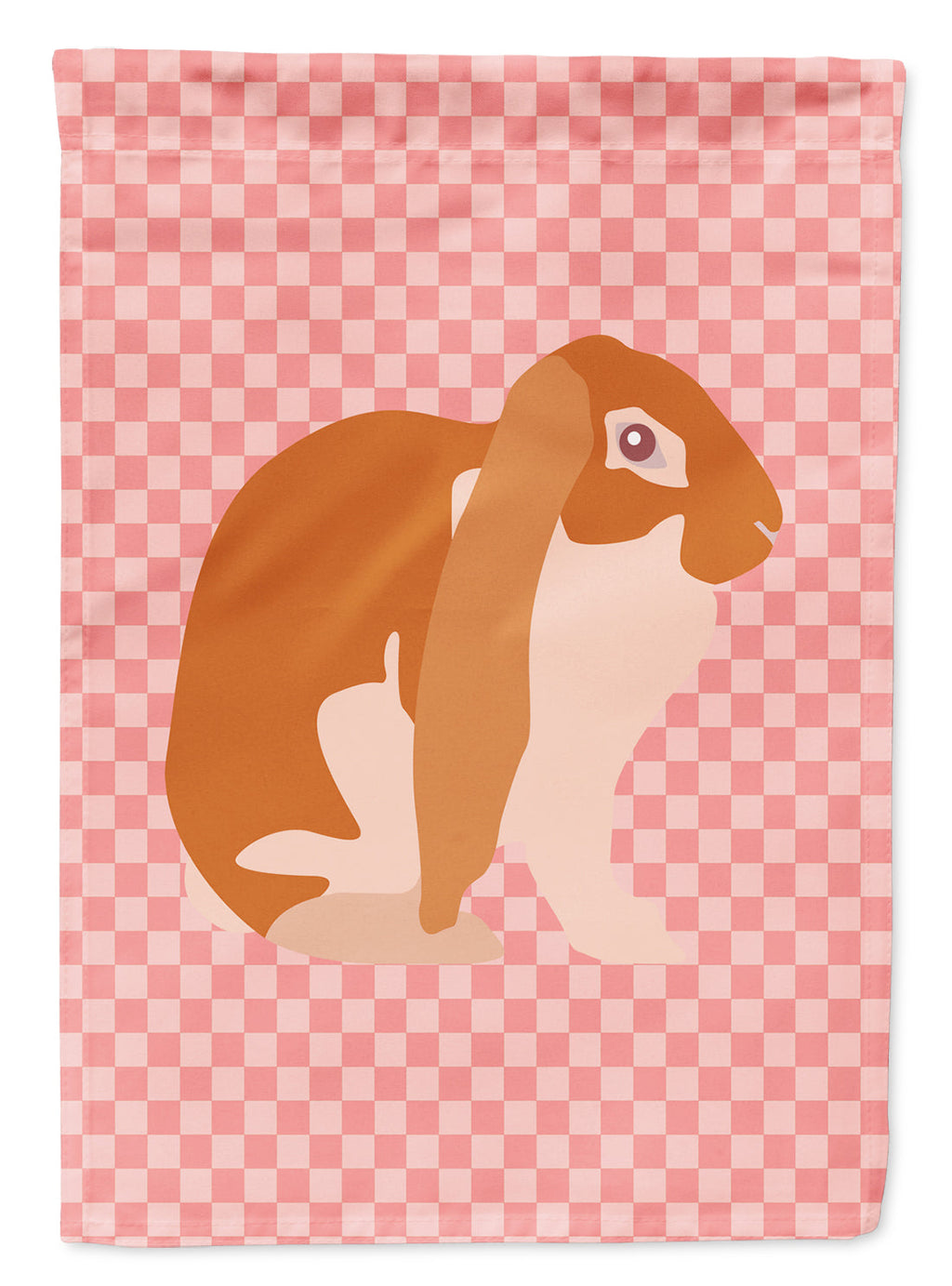 English Lop Rabbit Pink Check Garden Flag Mailbox Decorative Yard Banner Outside Patio Artwork for Flower Beds, Garden Size, Multicolor