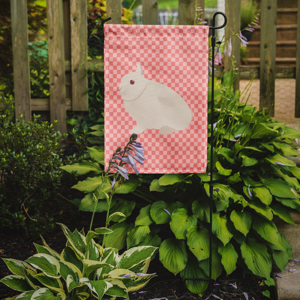 Hermelin Rabbit Pink Check Garden Flag Mailbox Decorative Yard Banner Outside Patio Artwork for Flower Beds, Garden Size, Multicolor
