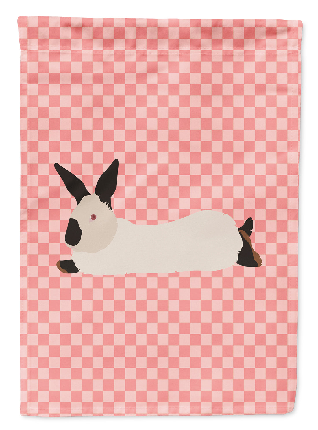 California White Rabbit Pink Check Garden Flag Mailbox Decorative Yard Banner Outside Patio Artwork for Flower Beds, Garden Size, Multicolor