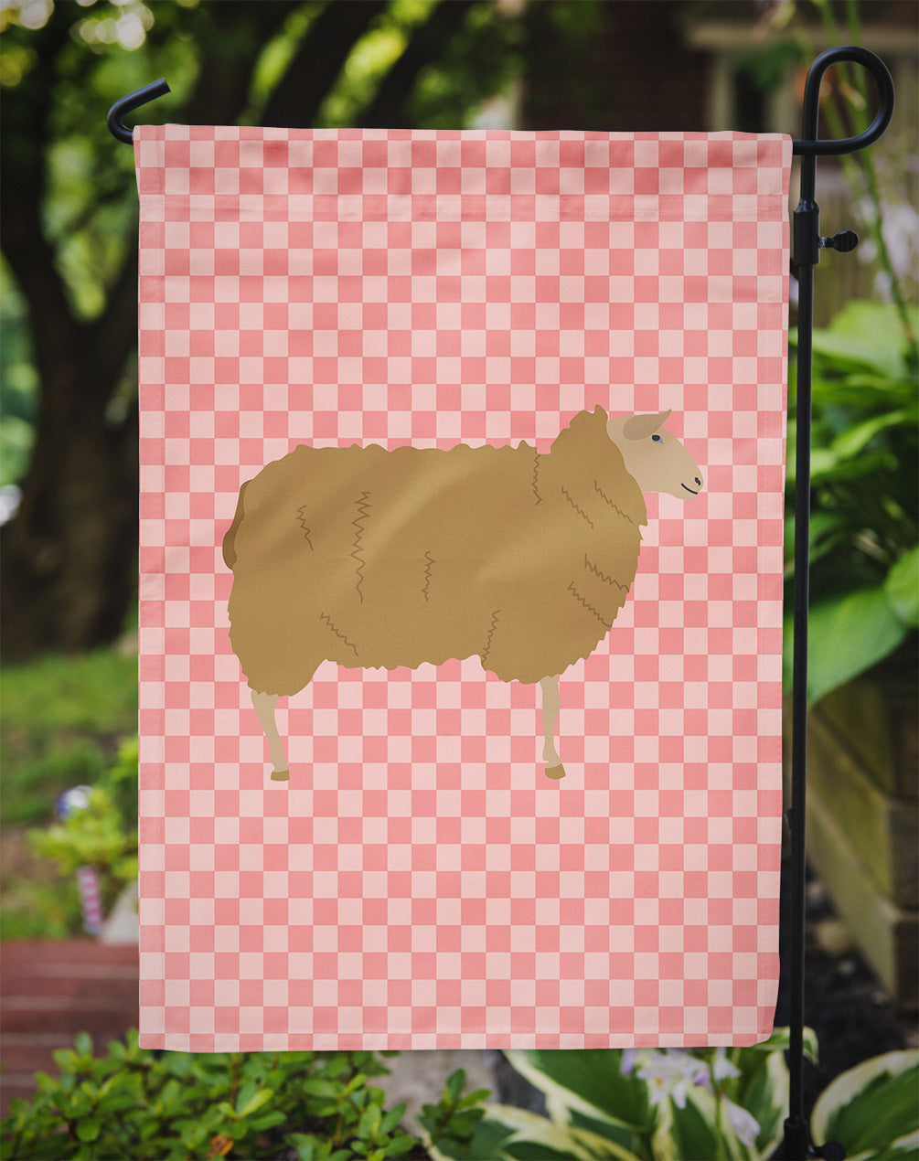 East Friesian Sheep Pink Check Garden Flag Mailbox Decorative Yard Banner Outside Patio Artwork for Flower Beds, Garden Size, Multicolor