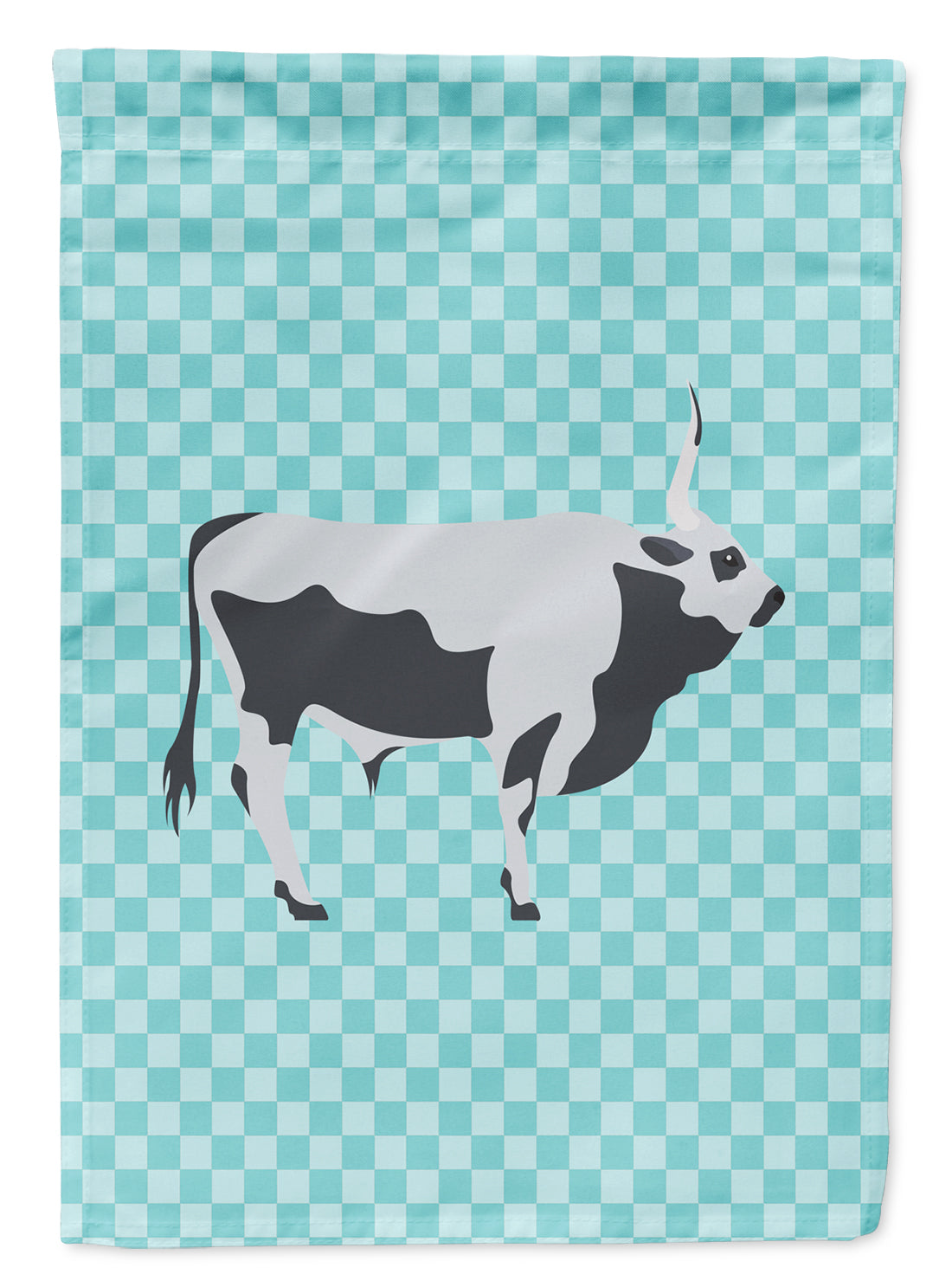 Hungarian Grey Steppe Cow Blue Check Garden Flag Mailbox Decorative Yard Banner Outside Patio Artwork for Flower Beds, Garden Size, Multicolor