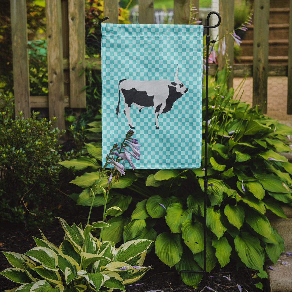 Hungarian Grey Steppe Cow Blue Check Garden Flag Mailbox Decorative Yard Banner Outside Patio Artwork for Flower Beds, Garden Size, Multicolor