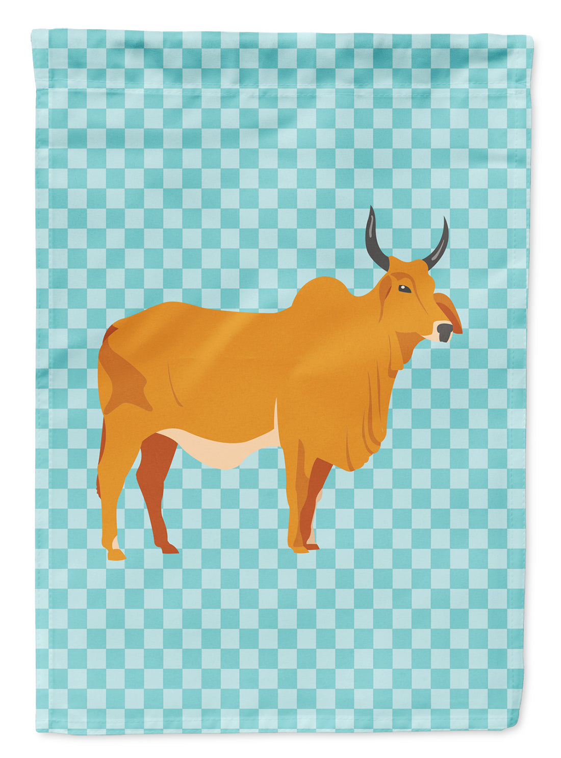Zebu Indicine Cow Blue Check Garden Flag Mailbox Decorative Yard Banner Outside Patio Artwork for Flower Beds, Garden Size, Multicolor