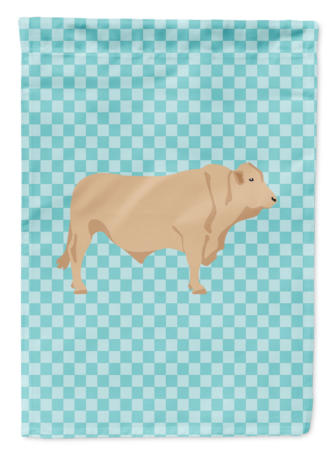 Charolais Cow Blue Check Garden Flag Mailbox Decorative Yard Banner Outside Patio Artwork for Flower Beds, Garden Size, Multicolor