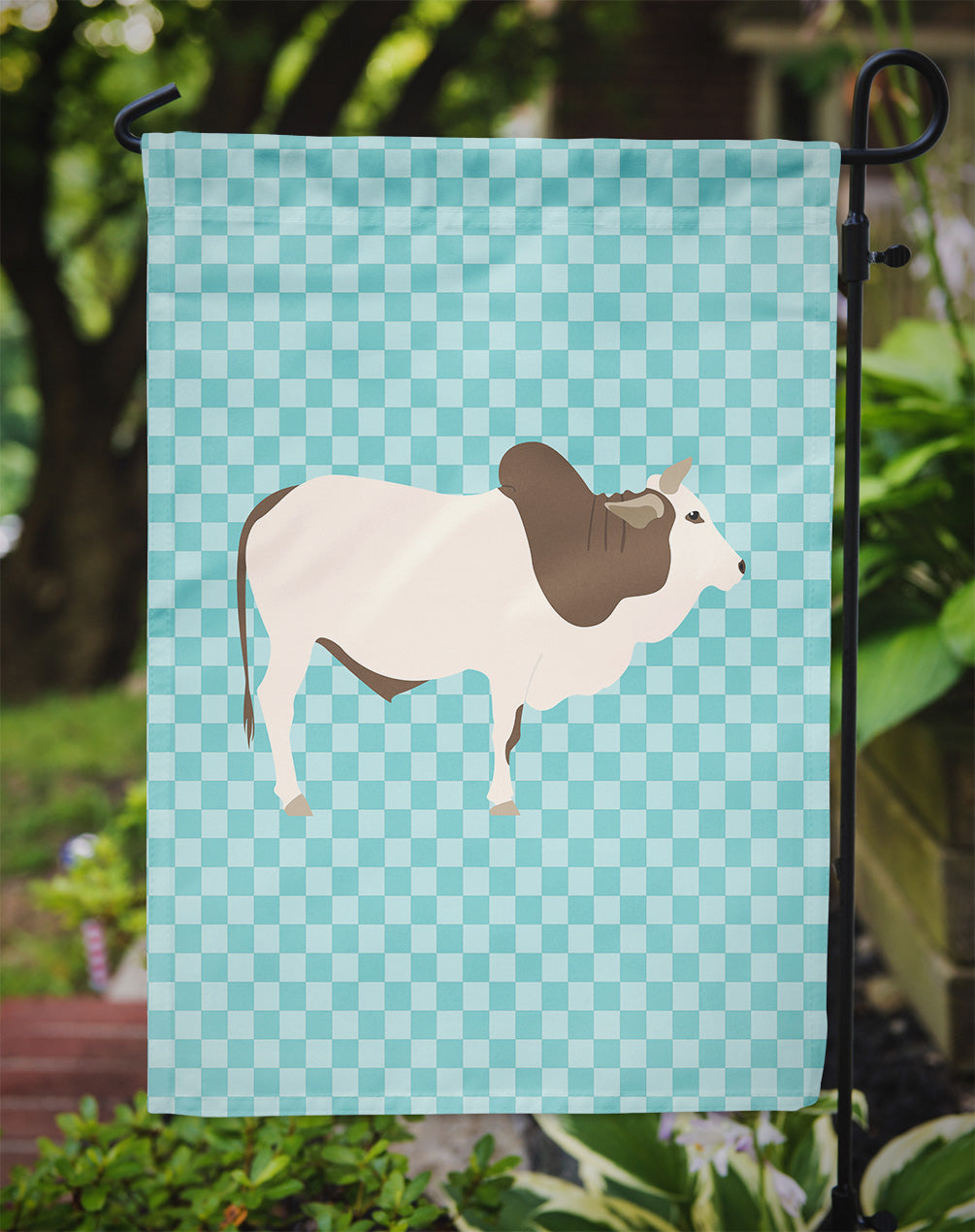 Malvi Cow Blue Check Garden Flag Mailbox Decorative Yard Banner Outside Patio Artwork for Flower Beds, Garden Size, Multicolor