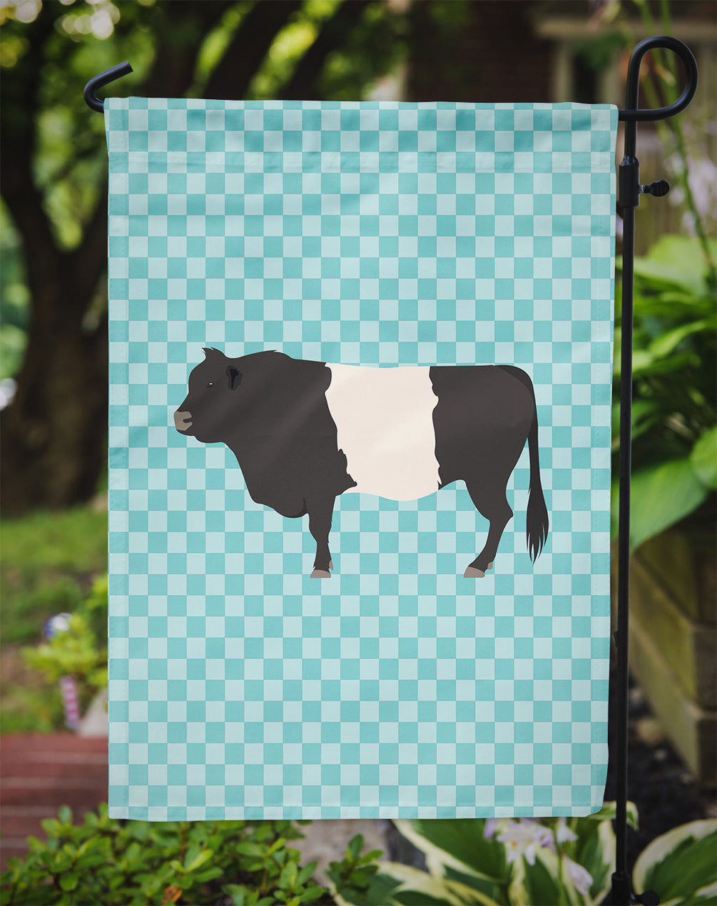 Belted Galloway Cow Blue Check Garden Flag Mailbox Decorative Yard Banner Outside Patio Artwork for Flower Beds, Garden Size, Multicolor