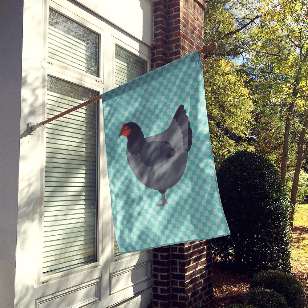 Jersey Giant Chicken Blue Check House Flag 28x40 Porch Sleeve Pole Decorative Outside Yard Banner Artwork Wall Hanging, Polyester