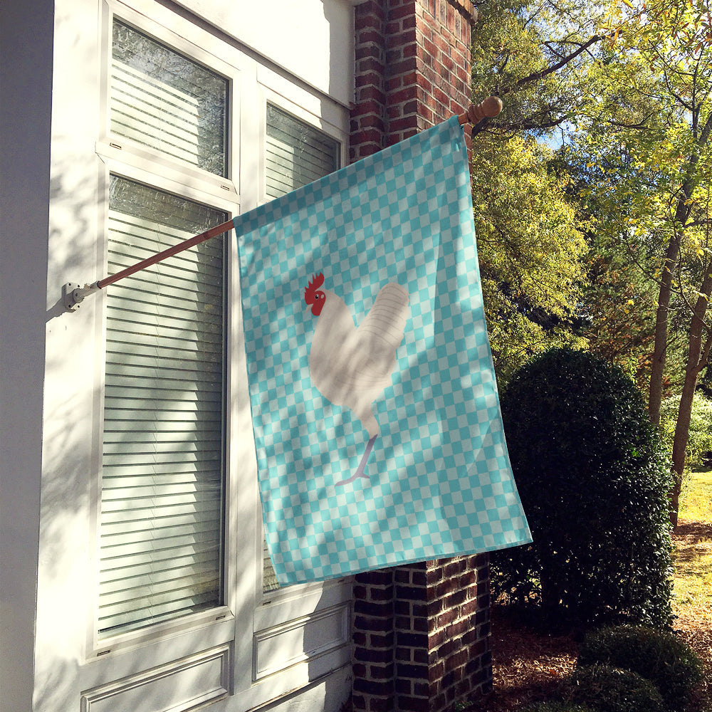 German Langshan Chicken Blue Check House Flag 28x40 Porch Sleeve Pole Decorative Outside Yard Banner Artwork Wall Hanging, Polyester