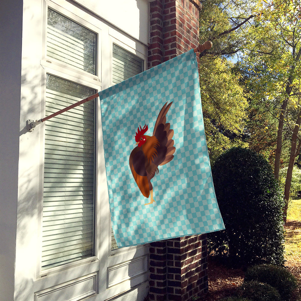 Malaysian Serama Chicken Blue Check House Flag 28x40 Porch Sleeve Pole Decorative Outside Yard Banner Artwork Wall Hanging, Polyester