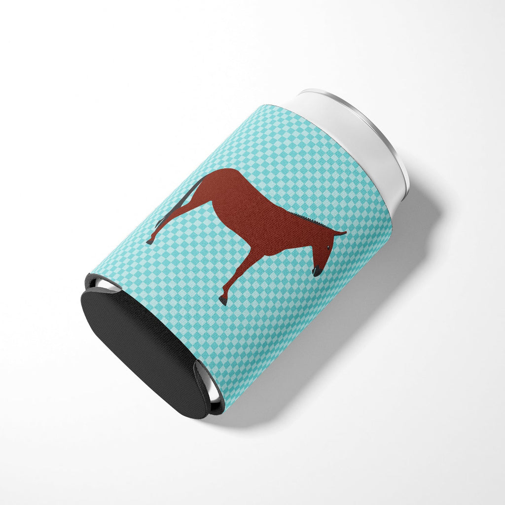 Hinny Horse Donkey Blue Check Can or Bottle Hugger Cooler Sleeve for Standard 12 oz Cans, Insulated Foam Beer & Soda Can Hugger Reusable