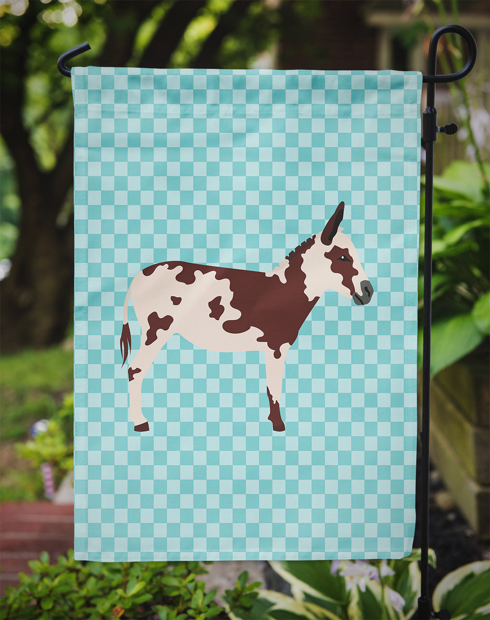 American Spotted Donkey Blue Check Garden Flag Mailbox Decorative Yard Banner Outside Patio Artwork for Flower Beds, Garden Size, Multicolor