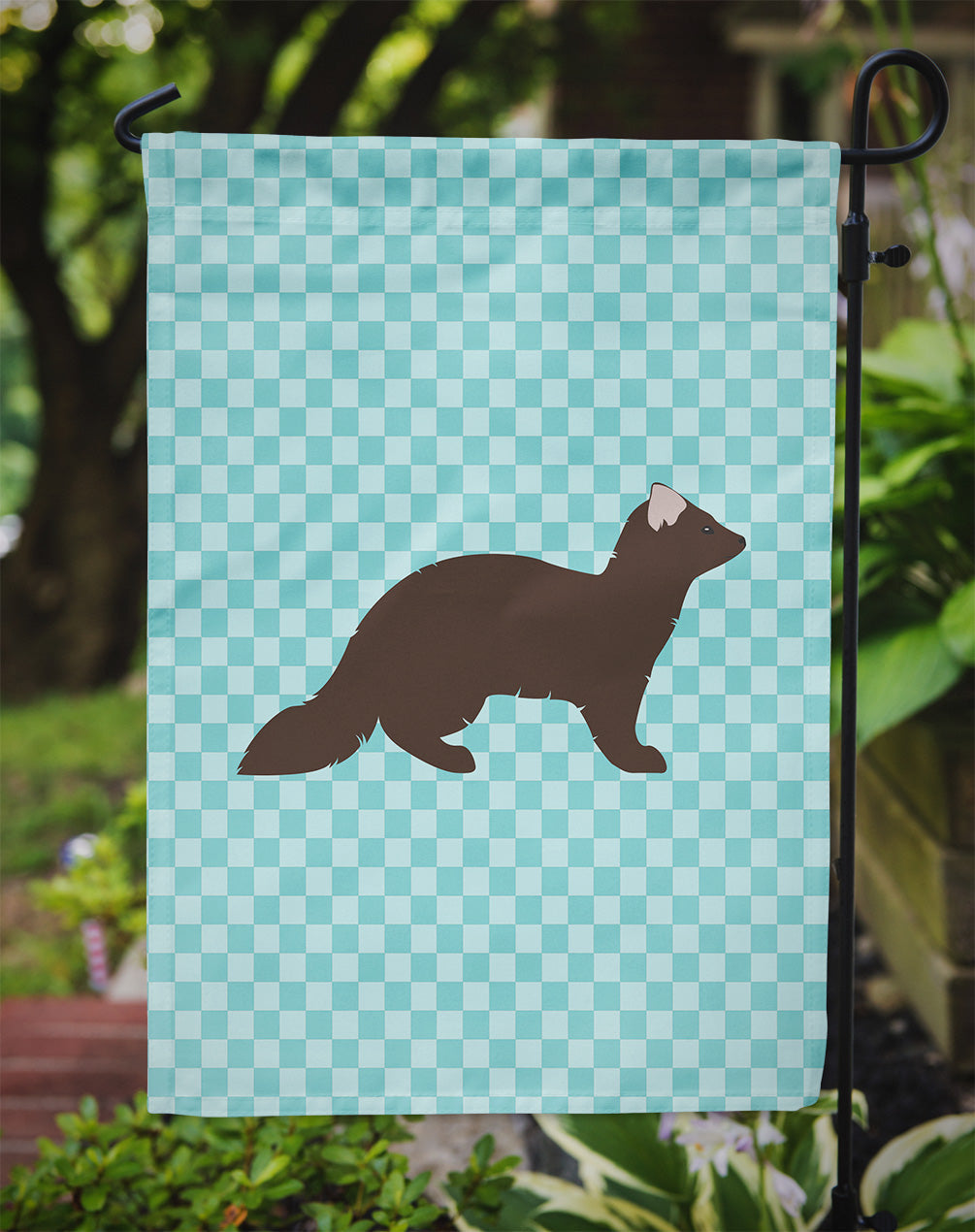 Sable Marten Blue Check Garden Flag Mailbox Decorative Yard Banner Outside Patio Artwork for Flower Beds, Garden Size, Multicolor