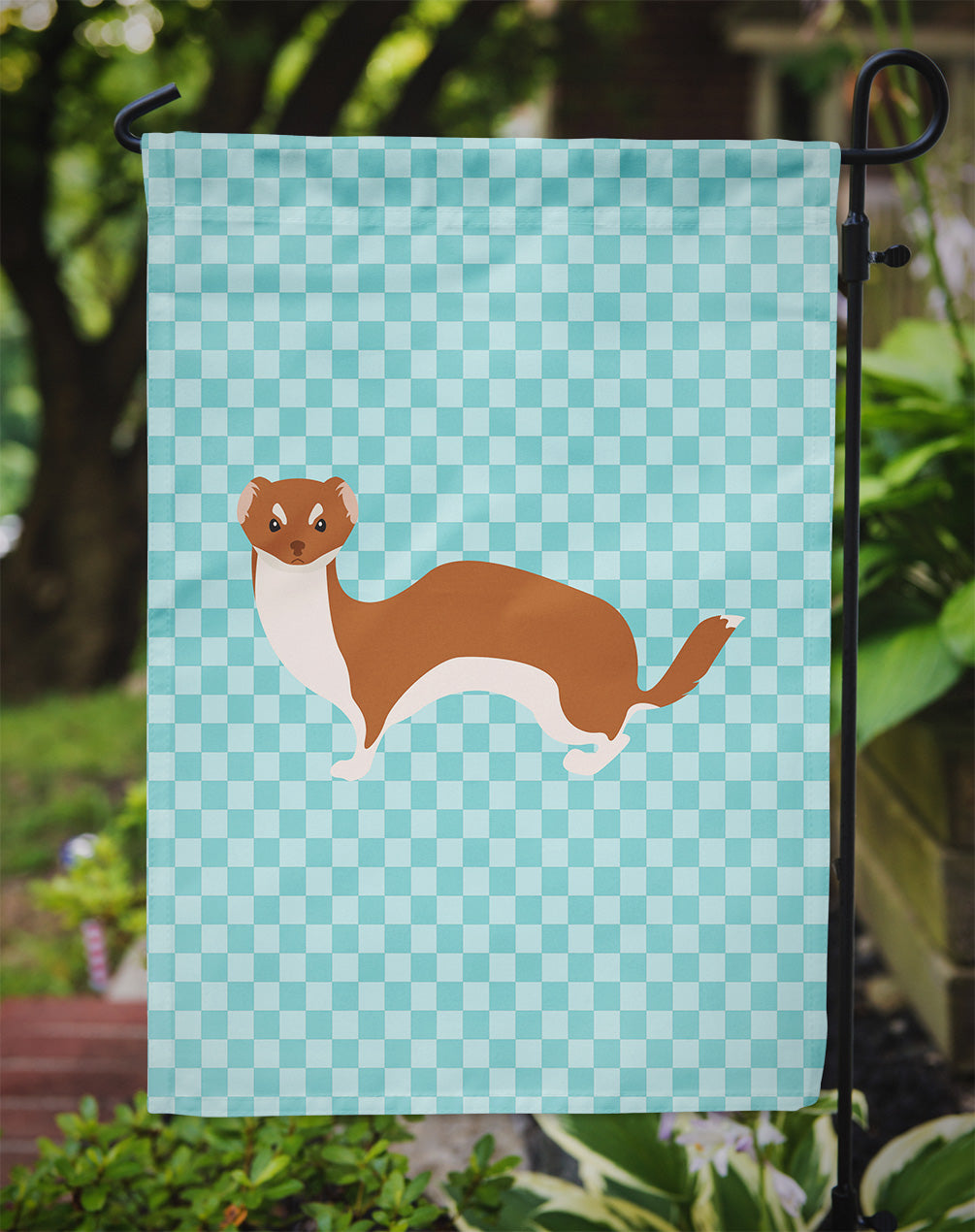 Weasel Blue Check Garden Flag Mailbox Decorative Yard Banner Outside Patio Artwork for Flower Beds, Garden Size, Multicolor