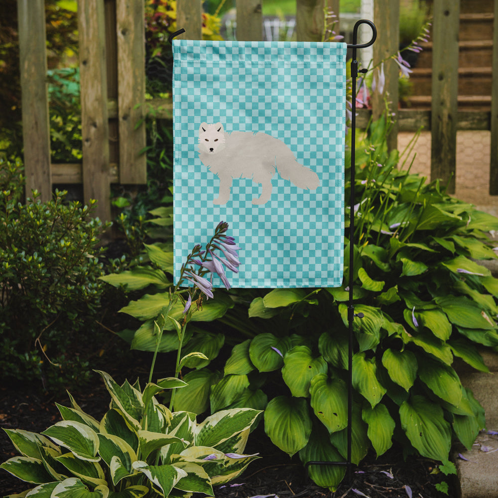 White Arctic Fox Blue Check Garden Flag Mailbox Decorative Yard Banner Outside Patio Artwork for Flower Beds, Garden Size, Multicolor