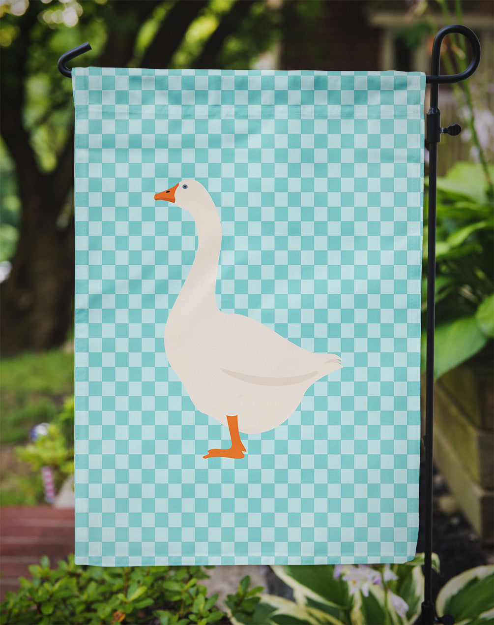 Embden Goose Blue Check Garden Flag Mailbox Decorative Yard Banner Outside Patio Artwork for Flower Beds, Garden Size, Multicolor