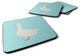 Roman Goose Blue Check Foam Coasters Set of 4 Cup Coasters for Indoor Outdoor, Tabletop Protection, Anti Slip, Mouse pad Material