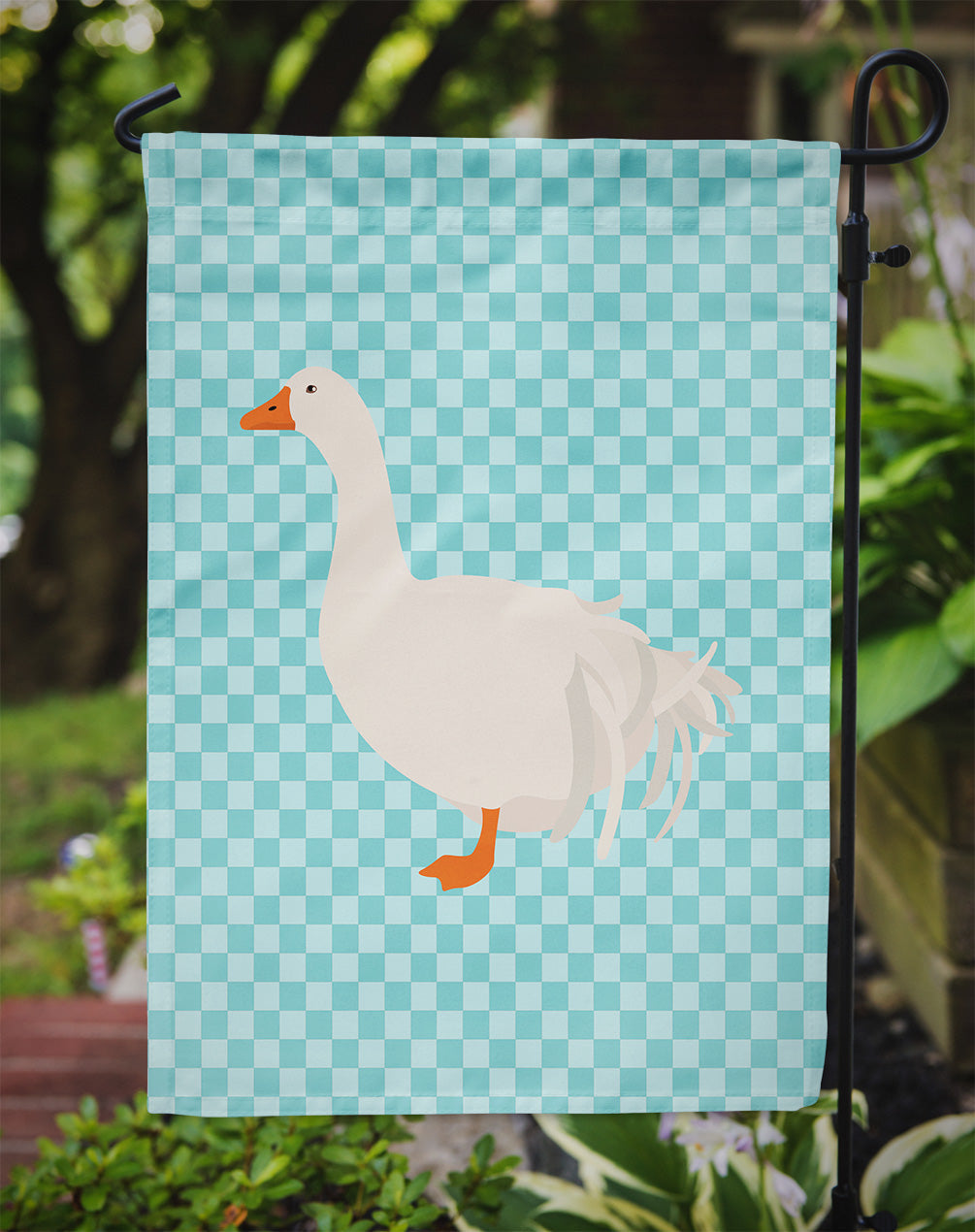 Sebastopol Goose Blue Check Garden Flag Mailbox Decorative Yard Banner Outside Patio Artwork for Flower Beds, Garden Size, Multicolor