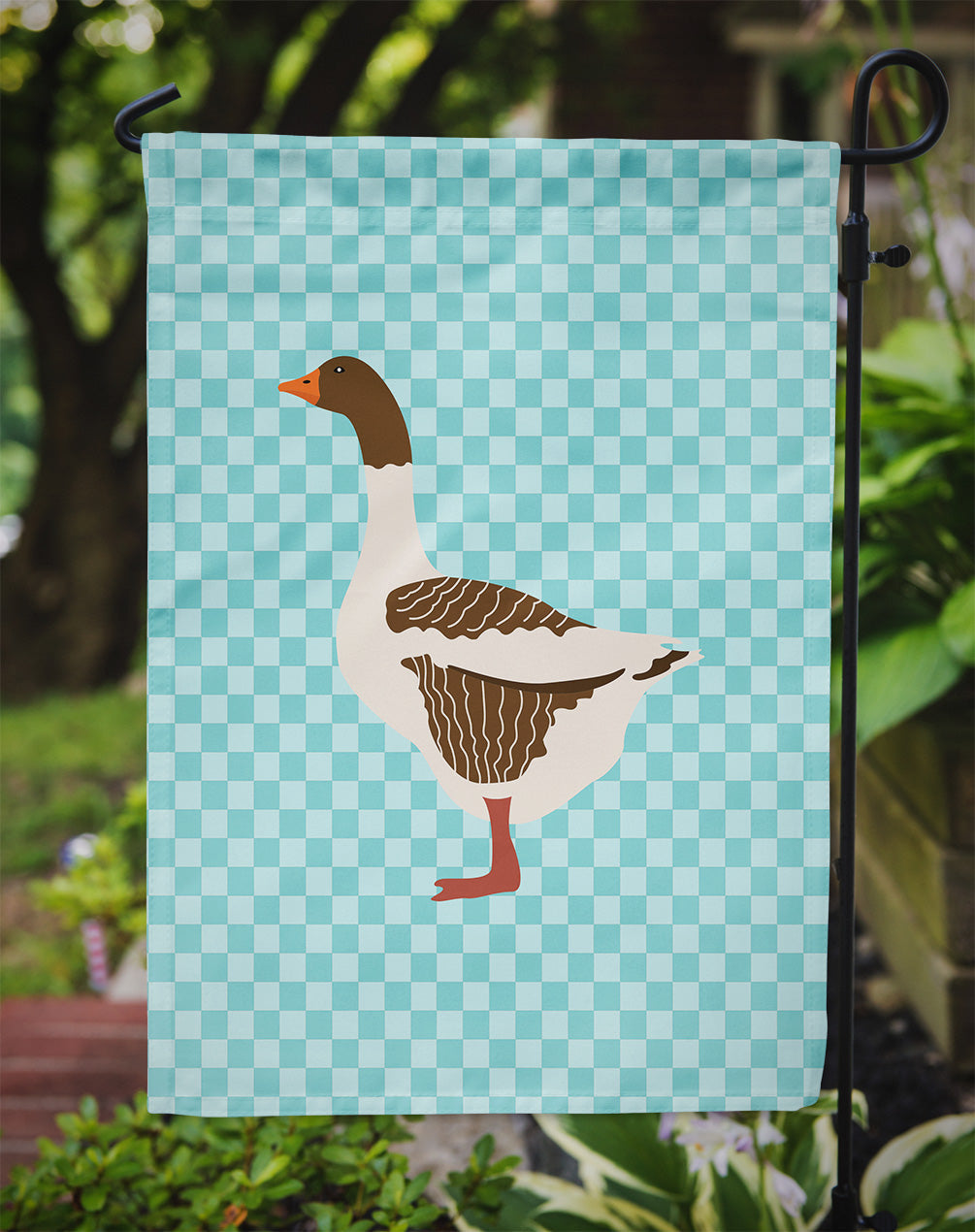 Pomeranian Rogener Goose Blue Check Garden Flag Mailbox Decorative Yard Banner Outside Patio Artwork for Flower Beds, Garden Size, Multicolor