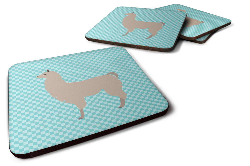 Llama Blue Check Foam Coasters Set of 4 Cup Coasters for Indoor Outdoor, Tabletop Protection, Anti Slip, Mouse pad Material
