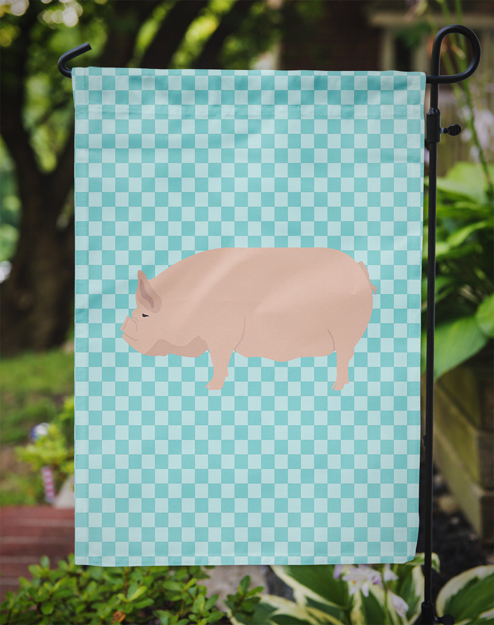 Welsh Pig Blue Check Garden Flag Mailbox Decorative Yard Banner Outside Patio Artwork for Flower Beds, Garden Size, Multicolor